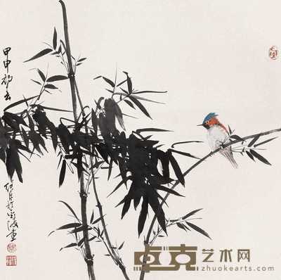 徐纯原 2004年作 竹雀图 立轴 68×68cm